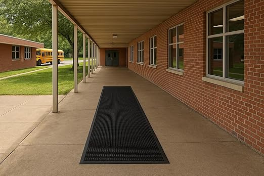 Guardian Clean Step Scraper Heavy-Duty Outdoor Rubber Floor Mat, 3ft x 10ft, Black, Scrapes Shoes Clean of Dirt, Snow, and Grime