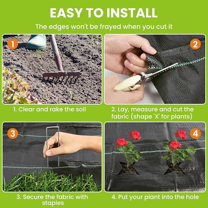 Weed Barrier Fabric, 4FTx300FT 3.2oz Landscape Fabric, Heavy Duty Durable Woven Geotextile Mat, Ground Cover for Gardening, Farming, Driveway, Landscaping