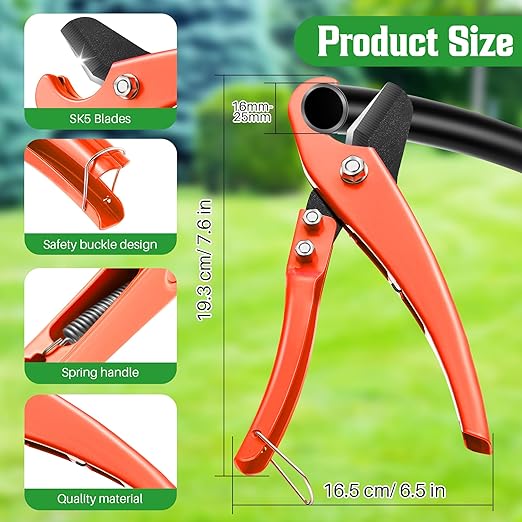 Feekoon Irrigation Drip Tools with Barbed Connectors, 2-in-1 Drip System Punch Tool for 1/4" Fitting, 16 20 25mm PE Pipe & Emitter; Ideal for Garden & DIY Watering System(Orange,230 Irrigation Plugs)