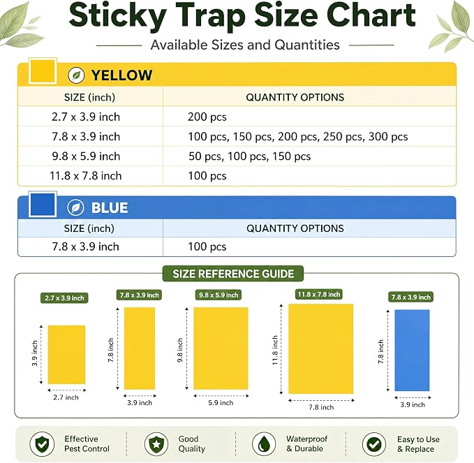 Qualirey 7.8 x 3.9 Inch Yellow Sticky Traps for Plant Double Sided Sticky Trap for Gnats with Twist Ties Fly Traps for Fruit Insect Fungus Bugs Indoor Outdoor (250 Pcs)