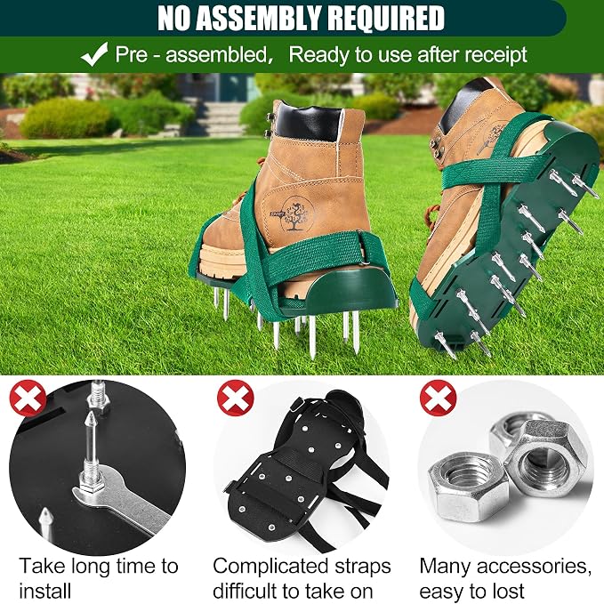 Miuwauer Lawn Aerator Shoes (Classic Version (Durable PP Sole), Green-Green)
