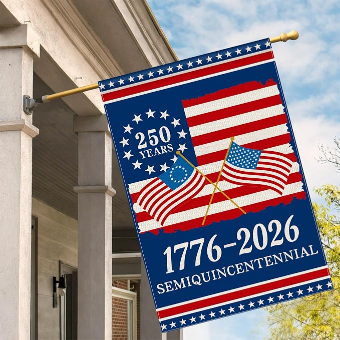 250th Anniversary America Garden Flag, 250 Years Banner USA 4th of July Patriotic 1776-2026 Yard Sign Double-Sided Waterproof Flag 28x40 Inch