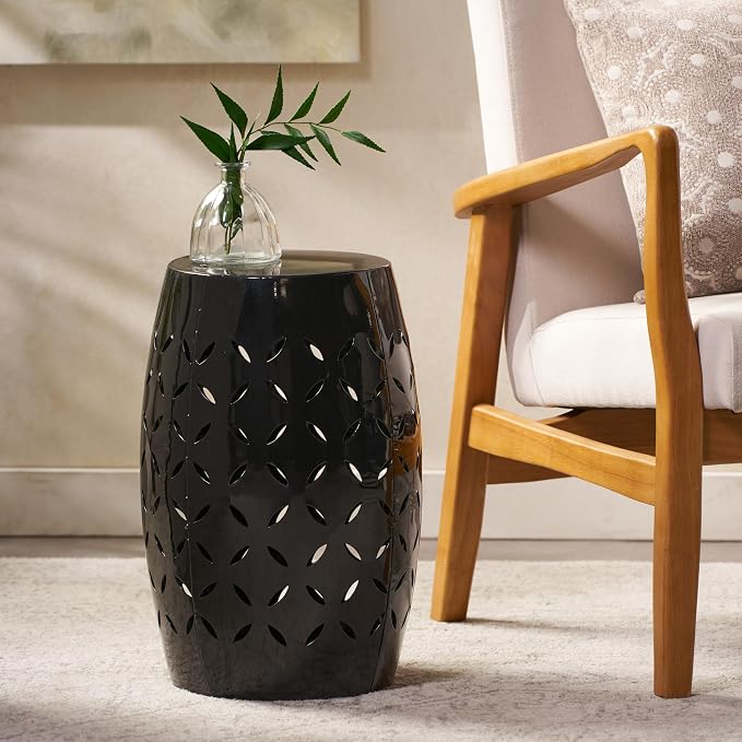 Christopher Knight Home Lilac Dione Outdoor 12" Iron Side Table, Black