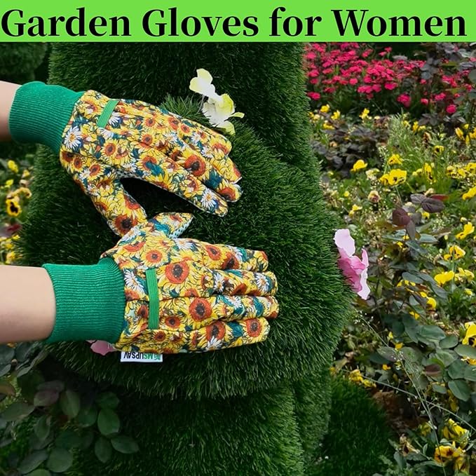 Gardening Gloves,Women Yard Work Garden Glove,Gifts | Thorn Proof,Puncture Resistant,Touchscreen,Gift,Leather,Spandex