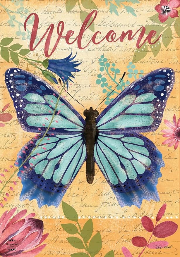 Beautiful Butterfly Spring House Flag 40" x 28" Briarwood Lane