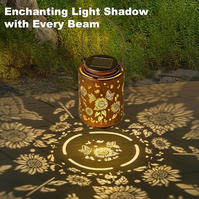 Sunflower Solar Lanterns, Birthday Gifts for Women Mom Grandma, Outdoor Waterproof Hanging Garden Decor for Patio, Yard