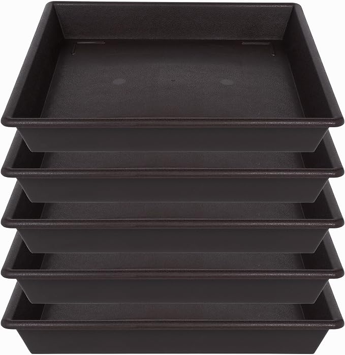 NIMYAU Square Plant Saucer 8 Inch 5 Pack, Plant Stand Plant Trays for Pots Heavy Duty Plastic Plant Saucers for Indoors Outdoors, Flower Pot No Holes Plant Lover Gardening Gifts