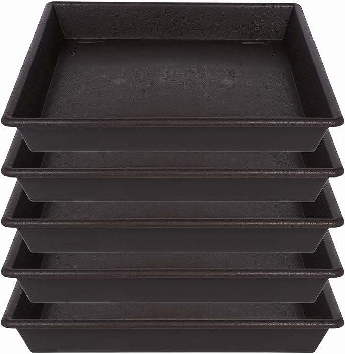 NIMYAU Square Plant Saucer 10 Inch 5 Pack, Plant Stand Flower Pot No Holes, Plant Trays for Pots Heavy Duty Plastic Plant Saucers for Indoors Outdoors Plant Lover Gardening Gifts