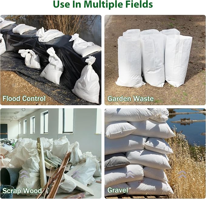 12 Pack Heavy Duty Sand Bags, (20" X 30"), Used for Flooding, Builders, Garden Waste, Grain Storage and Cargo Handling (12)