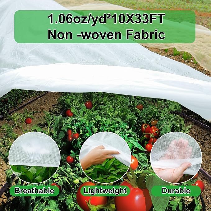 YDSL Plant Cover 10 Ft x 33 Ft Plant Covers Freeze Protection with Ultra Fine Mesh Reusable Floating Row Cover Netting for Plants Vegetables Flowers Fruits Frost Sun Protection 1.06oz/yd²