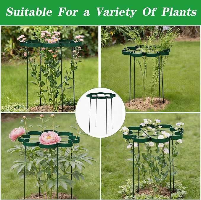 Peony Cages and Supports - Outdoor Plant Support for Peonies & Dahlias - Durable Flower Support System with Snake Ring Stakes - Ideal Gift for Gardening Enthusiasts