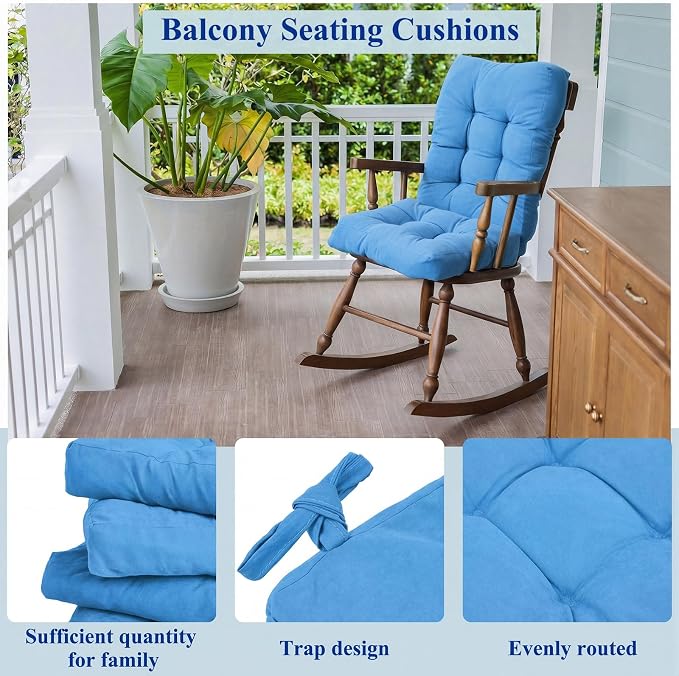 Juexica 4 Sets Outdoor Patio Chair Cushions Seat High Back Tufted Pillow Replacement Rocking Chair Cushions Pads for Patio Summer Seasonal Indoor Home Office(17 x 17 Inch,Military Green)