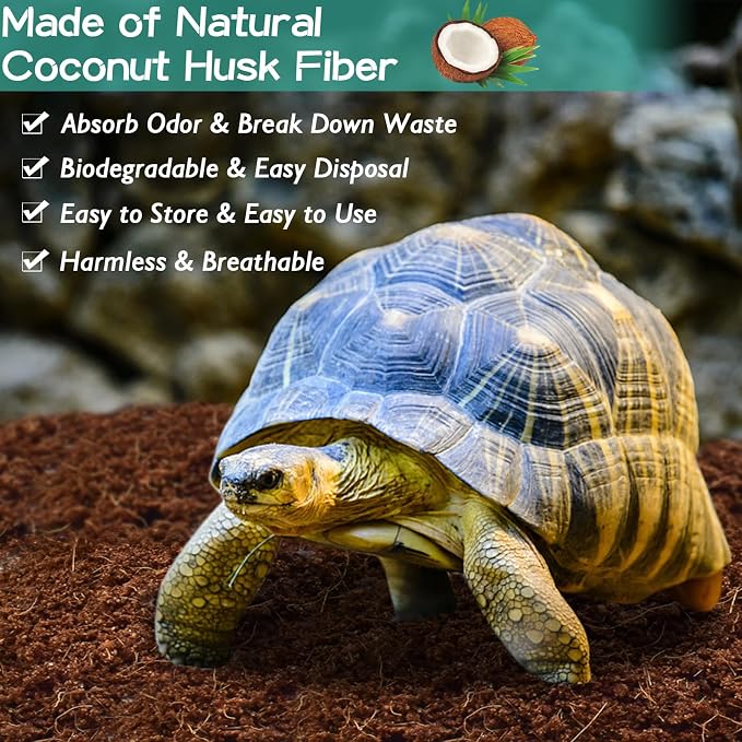 Halatool 6 Pack Coconut Fiber Tortoise Substrate, Organic Compressed Coco Fiber Bricks Reptile Bedding for Gecko Snake Lizard Hermit Crab Tarantula Worm Bin Frog