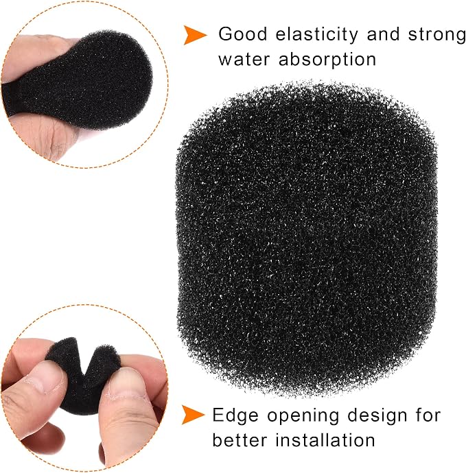 MECCANIXITY 100pcs Hydroponic Sponges, 1" Growing Media Cylindrical Sponges for Home Vegetable Flower Planting, Black