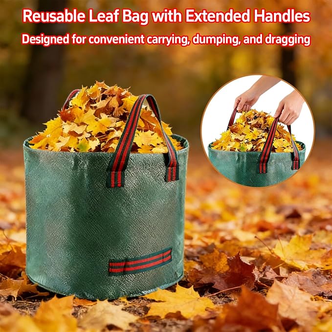 2 Pack Kids Adjustable Leaf Rake Set – 28" to 34" with Detachable Wooden Handles, Lightweight Plastic Head, Designed for Kids, Includes 2 Pairs of Gloves & Leaf Bag (Red/Blue)