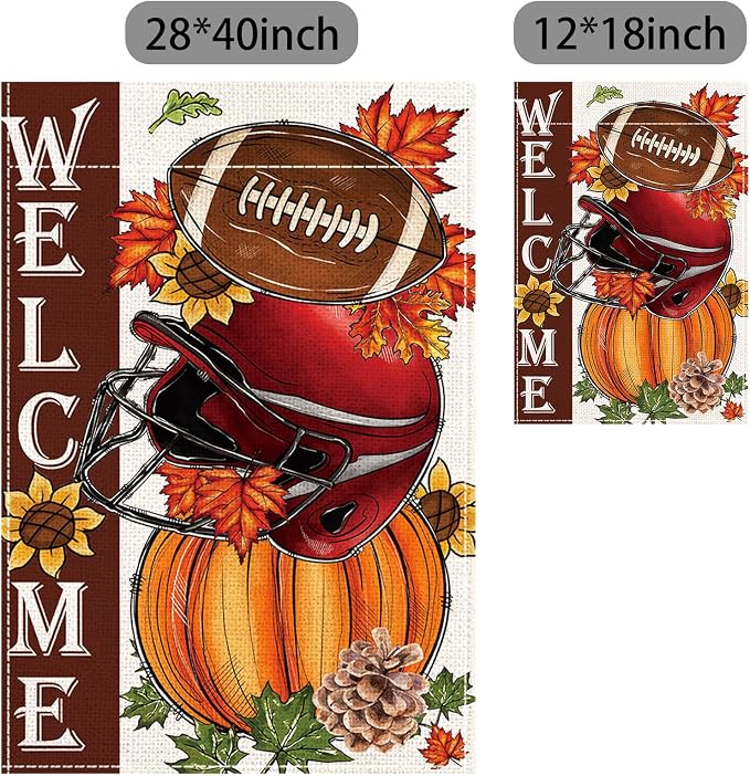Fall Garden Flags, Fall Decorations for Home Outside,Thanksgiving Pumpkin Baseball Garden Flag Yard Outdoor(28 * 40in)