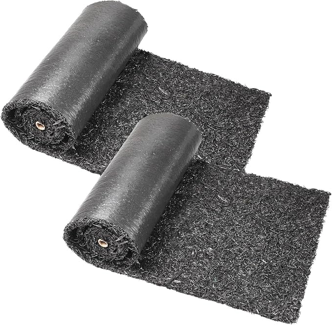 Sekcen Upgraded 2 Pack Rubber Mulch Roll Mat for Landscaping Recycled Rubber Walkway Black Permanent Mulch Pathway Playground 8' x 2'