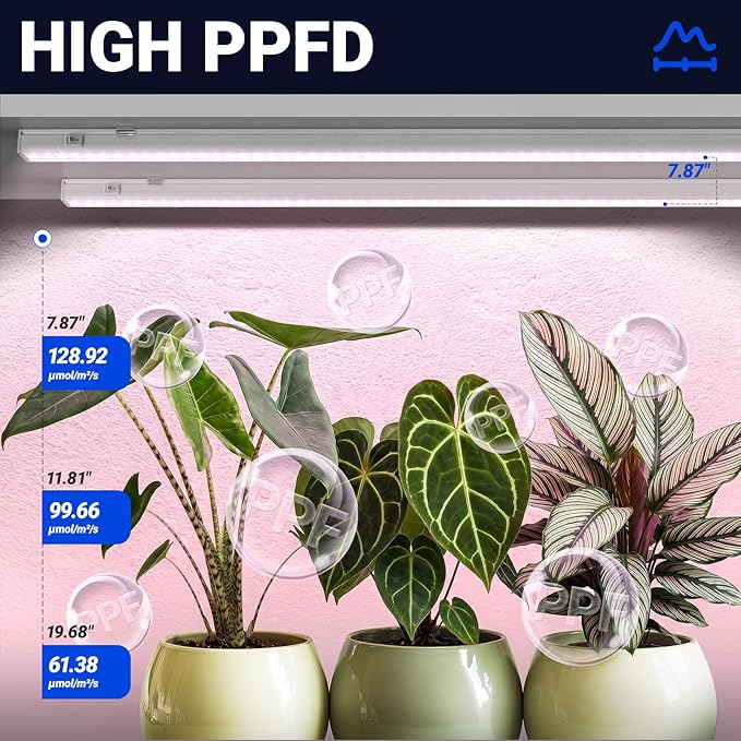 Barrina T5 Grow Lights, Full Spectrum, 4ft 160W (8 x 20W, 1000W Equivalent), LED Grow Light Bulbs, Plant Lights for Indoor Plants, Greenhouse, Plug and Play, Pinkish White, 8-Pack