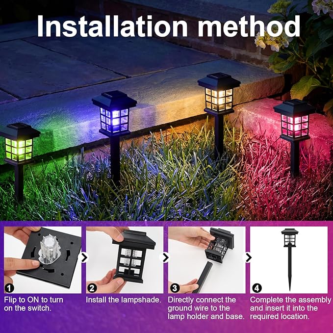 4 Pcs Solar Bug Zapper Outdoor Waterproof 2 in 1 Mosquito Zapper Solar Powered Mosquito Fly Trap Repellent Lamp Kills Bugs LED Lamp with Colored Purple Light for Garden Patio Yard Lawn (Black)