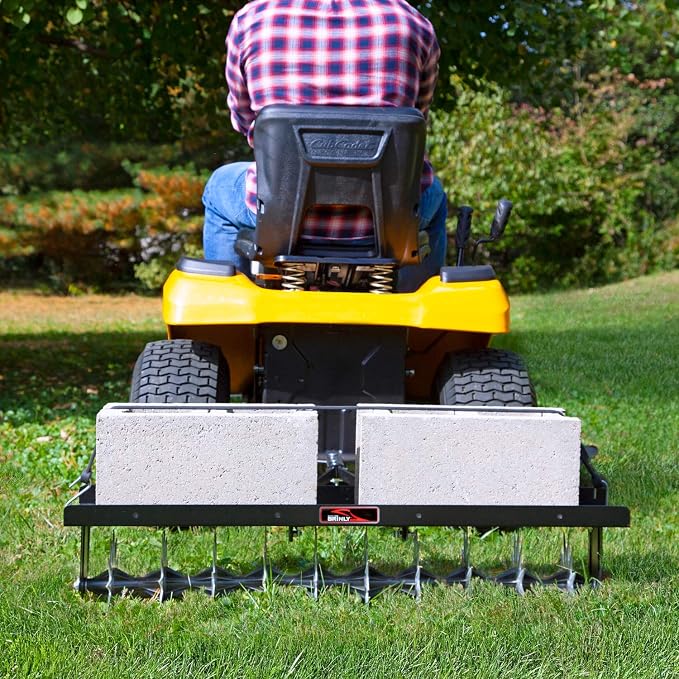 Brinly SA2-40BH-P Tow Behind Spike Aerator with Double Tow Bar, 40" - Hammered Black