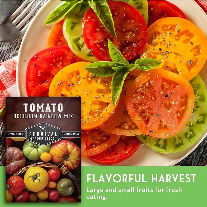 Heirloom Rainbow Mix Tomato Seeds for Planting - Colorful Heirloom Varieties Seed Blend, High Yield Garden Tomatoes, Non-GMO Open Pollinated - Survival Garden Seeds (1 Pack)