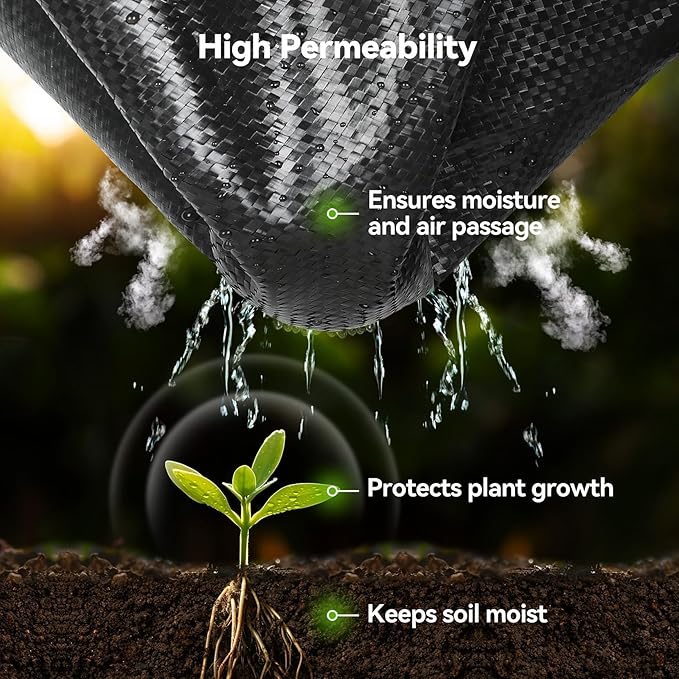 iropro 4ftx50ft Weed Barrier Landscape 3.2oz Fabric Heavy Duty, Woven Weed Control Cloth, Woven Geotextile Fabric for Underlayment, Gardening Ground, Commercial Driveway Weed Block Cover Mat