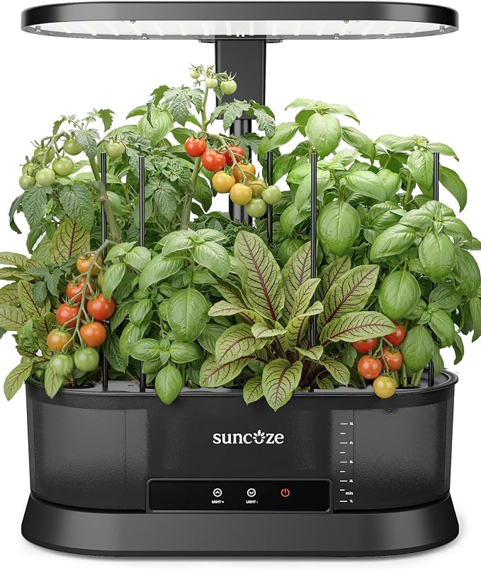 SUNCOZE Hydroponics Growing System with Removable Tank, 36W Dimmable Full Spectrum LED Grow Light, 12 Pods Indoor Herb Garden with 5L Split Water Tank, 21.6" Height Adjustable Hydroponic Garden