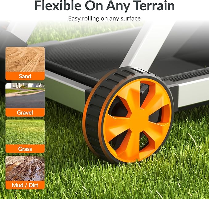 Giraffe Tools Garden Hose Reel Cart, 125FT 5/8" Hose Capacity, Heavy Duty Water Hose Reel with Wheels, 5ft Leader Hose, Retractable Hose Guide with Crank, for Yard Lawn Garage