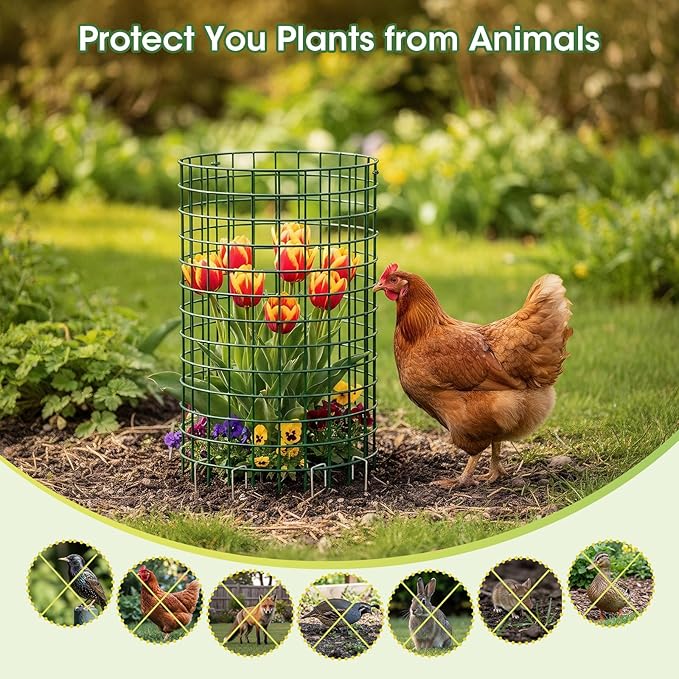 30 PCS Plant Protectors from Animals, 13"x13" Metal Plant Cages for Outdoor Plants, Reusable Plant Covers from Animals, Garden Cloche & Chicken Wire Cloche for Vegetables, Flowers, Seedlings