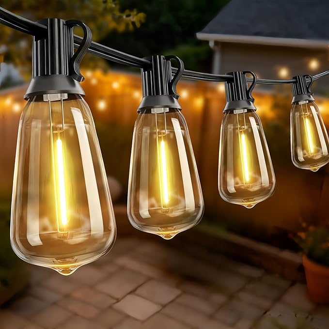 Outdoor String Lights, Waterproof Shatterproof Vintage Bulbs | 25FT Patio Lights, 10 bulbs, Dimmable & Connectable, 2700K Warm White, ideal for Balcony, Porch, Party & Indoor Decoration