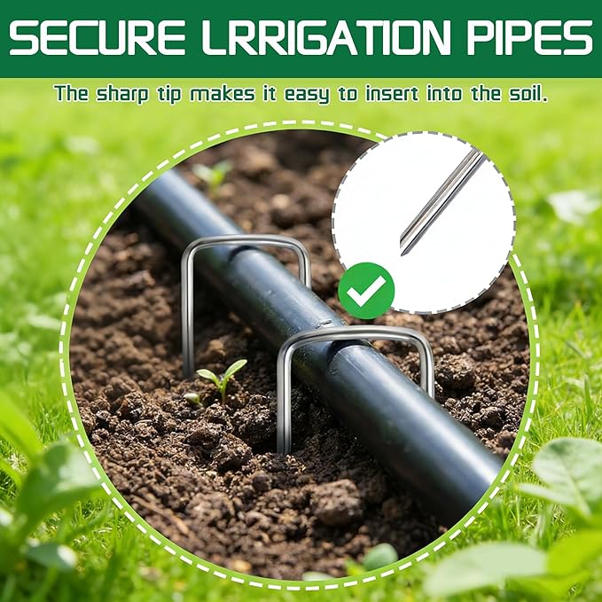 KLASIT Garden Stakes 5Inch-25Pack,Heavy Duty Galvanized Landscape Staples,Anti-Rust Ground Pins for Weed Barrier Fabric,Yard Lawn,Plant Cover,Tent and Landscaping Decoration