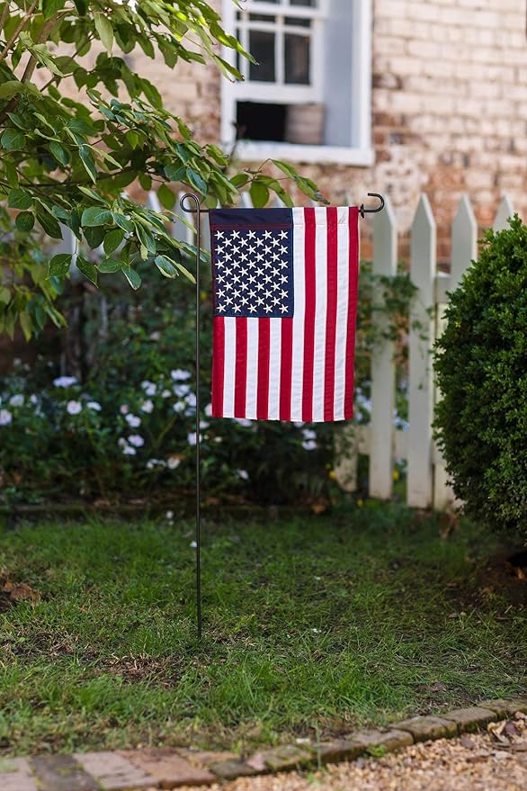 Evergreen American Flag 12x18 Double Sided | Patriotic House Flags For Outside Outdoor | Small American Flag Garden Size | Embroidered Stars and Stripes | USA Residential or Commercial