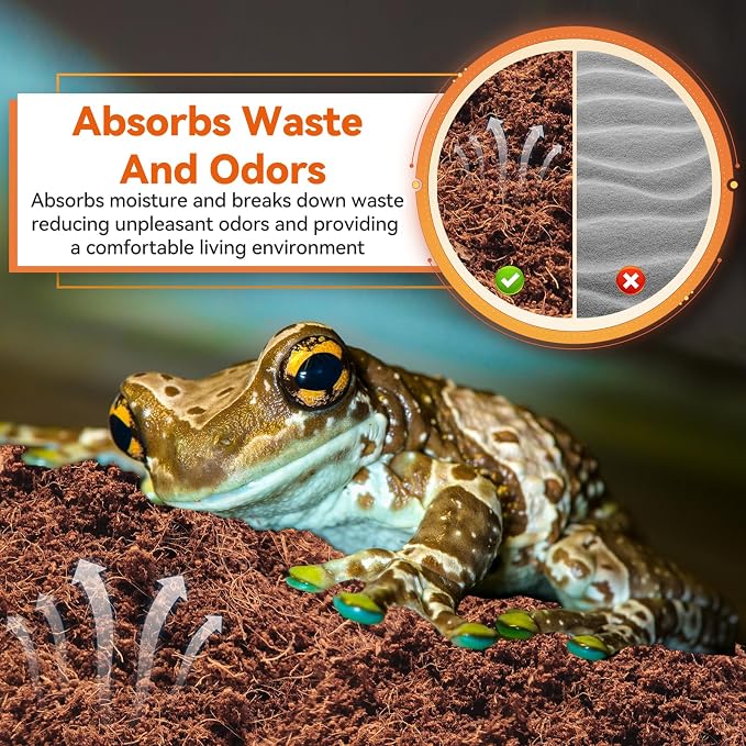 Legigo 6 Pack Coconut Fiber Substrate, Natural Coco Coir Bedding for Reptiles Turtles, Tortoises, Snake, Hermit Crab, Gecko, Lizard, Bioactive Terrarium Soil for Humidity Control and Plant Substrate
