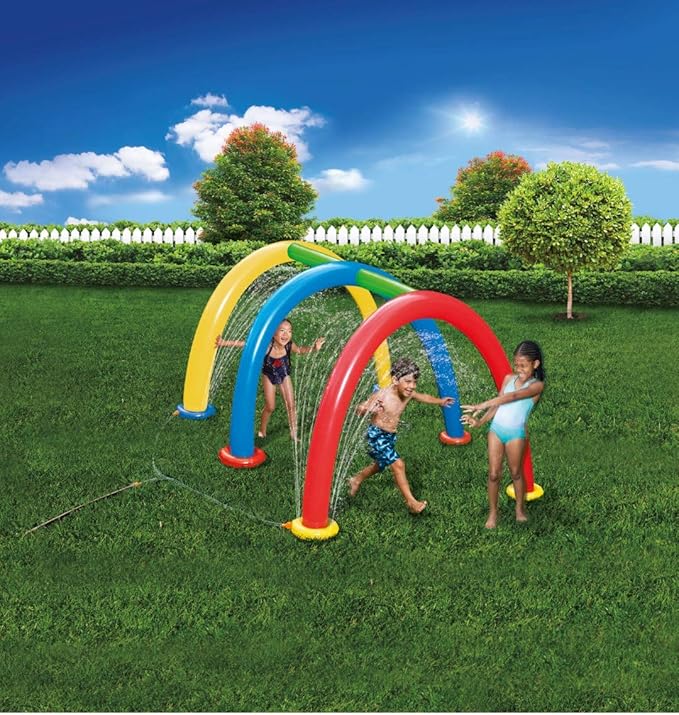 BANZAI Splash Tunnel Sprinkler, Length: 82 in, Width: 76 in, Height: 50 in, Inflatable Outdoor Backyard Splash Toy