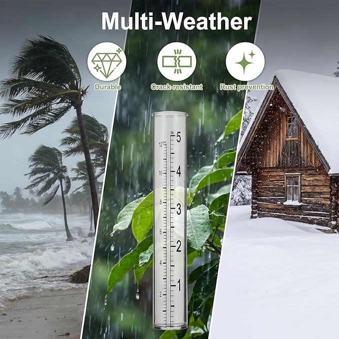 4 Pcs Rain Gauge Replacement Tubes, 5 Inch/12cm Clear Plastic Rain Gauge Tube with Dual Scales for Outdoor Garden Yard Home Using, Durable and Accurate