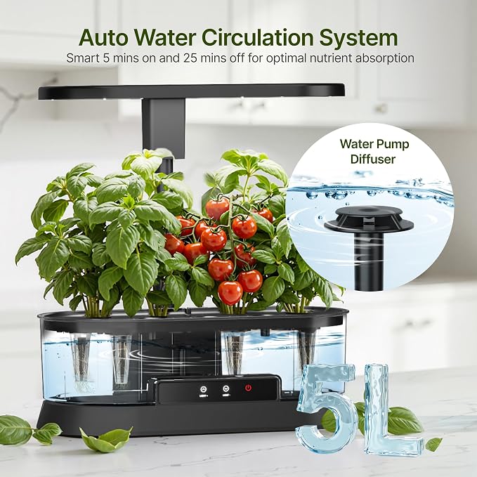 SUNCOZE Hydroponics Growing System with Removable Tank, 36W Dimmable Full Spectrum LED Grow Light, 12 Pods Indoor Herb Garden with 5L Split Water Tank, 21.6" Height Adjustable Hydroponic Garden