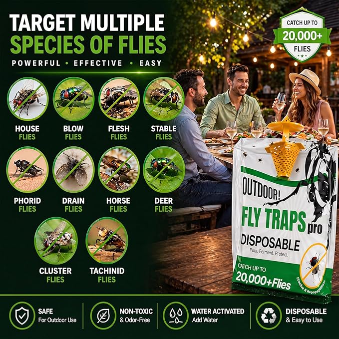9 Pack Fly Traps Outdoor Hanging, Portable Disposable Fly Catcher, Add Water Outdoor Flying Insect Trap Fly Traps for Patio, Backyard, Ranch & Garbage Areas