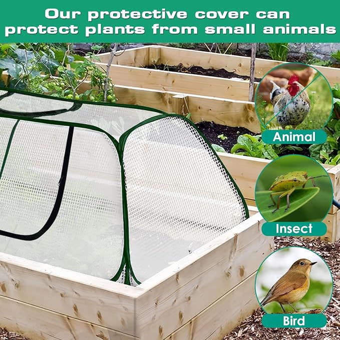 2 Pack Garden Rows Accelerator Plants Cover-Garden Greenhouse with Roll-up Zipper Door,Thicker PE Cover for Indoor Outdoor Vegetable Fruits Rows - 45" L x 22" W x 16" H