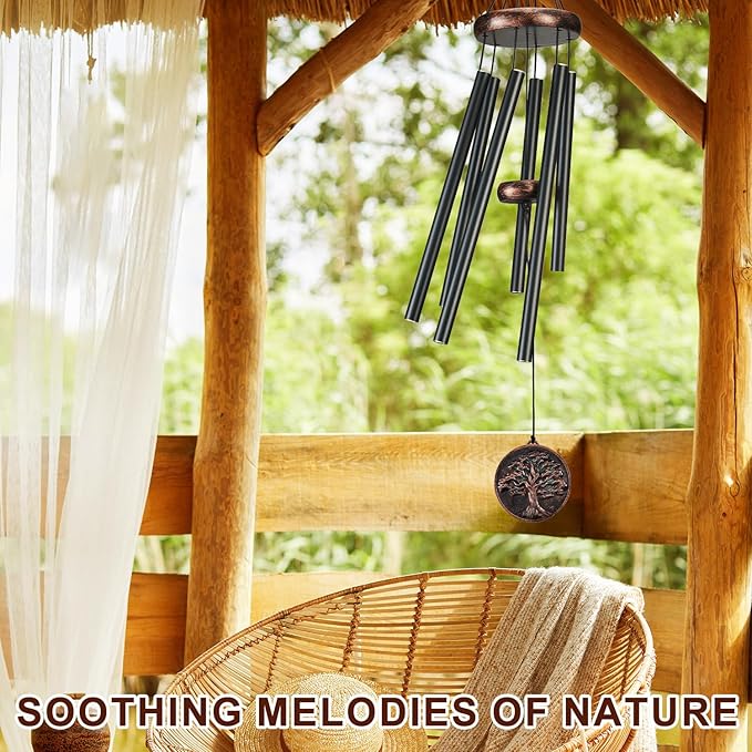 Wind Chimes for Outside, Vintage Deep Tone Tree of Life Wind Chime, for Dad, Meaningful Birthday Gift for Men, Garden Patio Decor (32" Tree of Life)
