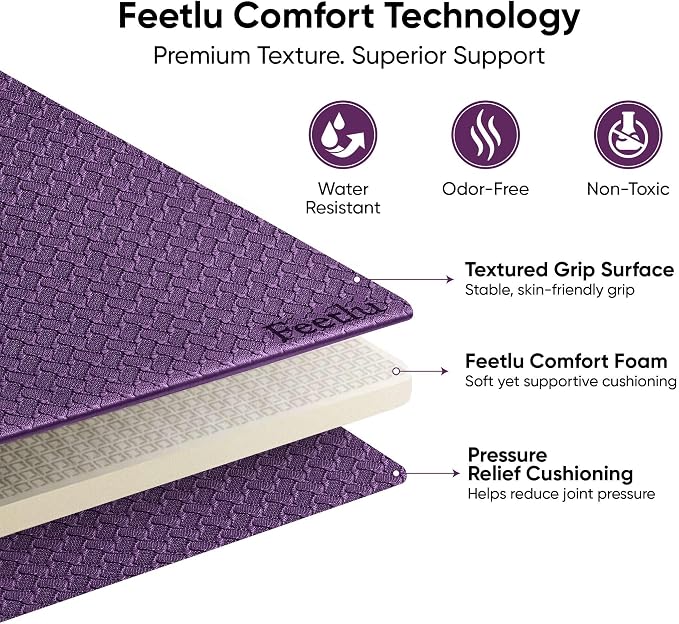 Yoga Knee Pad Cushion Exercise Knee Pad Folding, 1/2" Thick 24"x12" Eliminate Pain During Yoga or Exercise Workout– Extra Thick Padding& Support for Yoga Pilates, Fitness Exercise