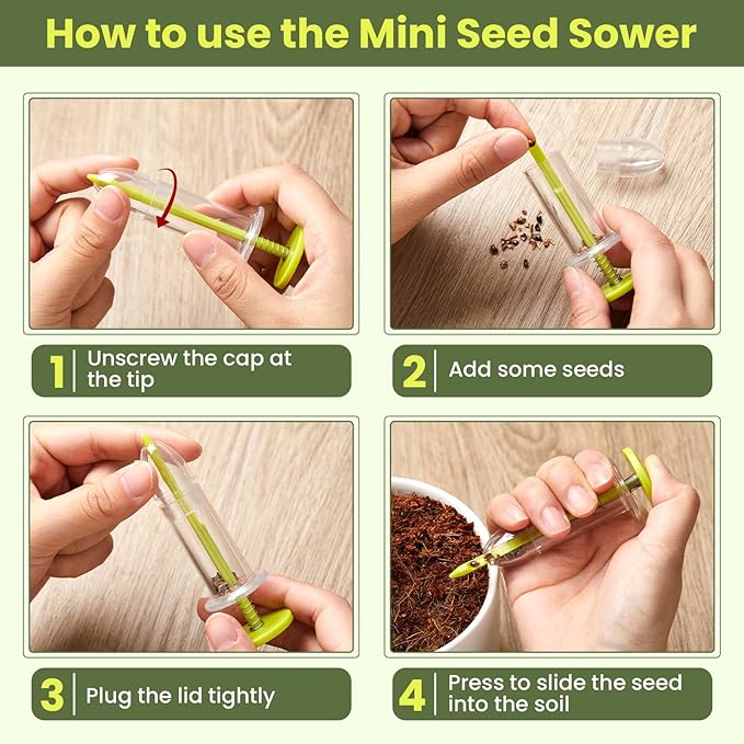 Flutesan 6 Pcs Mini Sowing Seed Dispenser Sower with 2 Transplanting Tools Hand Spreader Garden Seed Planter for Carrot Lettuce Grass and Spinach Sower(Fluorescent Yellow)