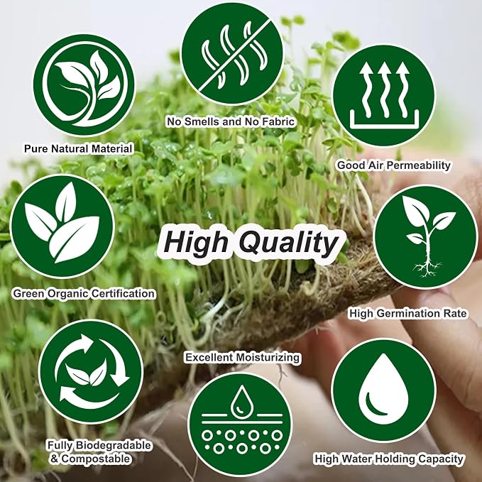 16 PCS Microgreen Mats, 10" X 10" Plant Grow Mat Hydroponic Grow Pads Microgreens Sprouting Mats Microgreens Kit for 1020 Germination Trays Wheatgrass Sprouts
