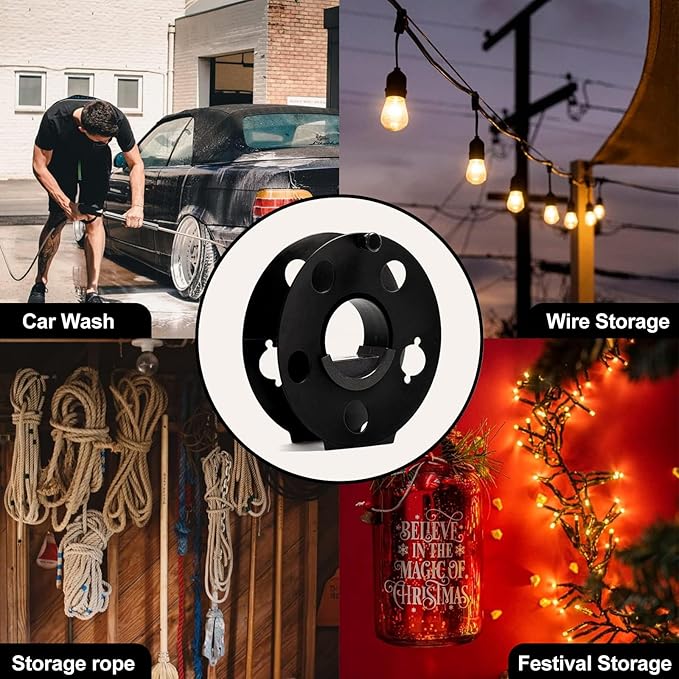 Cord Storage Reel Easy to Use with Center Rotating Handle 100 Feet (Black)