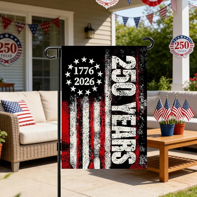 250 Anniversary Usa Garden Flags for Outside,250 Anniversary USA Flag 1776-2026 Semiquincentennial Commemorative Patriotic Yard Sign 4th of July Decorations 250 Year of Freedom Banner Double-Sided Waterproof Garden Flag with Stars Stripes 250 Year Amer...