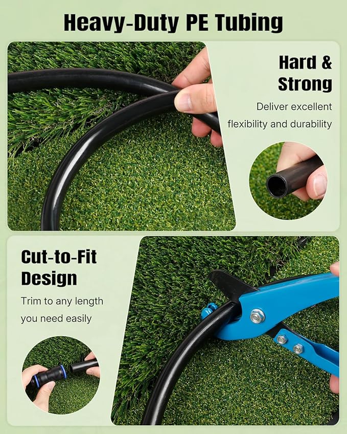Pawfly 1/2 Inch Drip Irrigation Tubing (50 ft Roll), 1/2 Irrigation Tubing, Black Polyethylene Main Line, Blank Distribution Tubing for Drip Irrigation System, Drip Irrigation Hose for Garden Watering