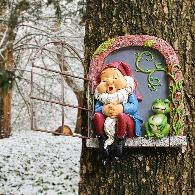 Outdoor Garden Statues, Resin Gnome Tree Hugger Faces, Whimsical Yard Sculpture, Durable Garden Peeker Art, Waterproof & Handcrafted, Unique Christmas Decorations Outdoor Ornament Gift