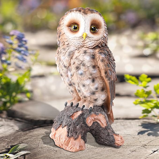 WONDER GARDEN Owl Statue Decor, Outdoor Resin Owl Figurine Sculpture for Home Outside Porch Patio Lawn Yard Decorations or Housewarming