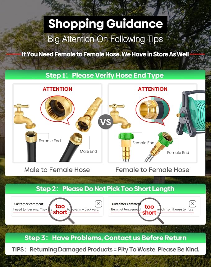 Short Metal Garden Hose 6 ft Connector, Stainless Steel Small Hose Extension Adapter for Hose Reel, Long, Flexible, Lightweight & Heavy Duty Water Pipe, No Kinking Outdoor Water Hose for Yard, 6 Feet