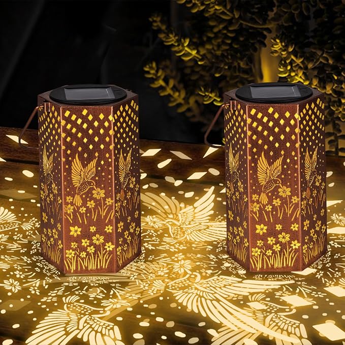 Eandisom Birthday Gifts for Women, 2 Pack Hummingbird Solar Lanterns
