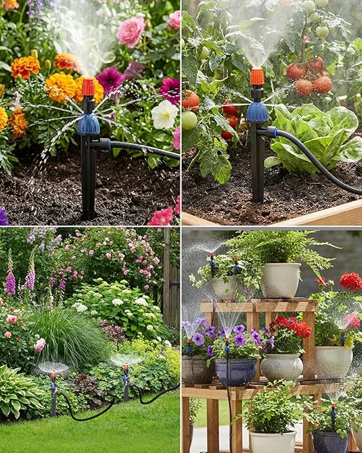 MYMULIKE 75FT Drip Irrigation System, Adjustable Drip Emitters, Upgraded Drip Irrigation Kit Automatic Irrigation Kit Garden Watering System for Flower Bed, Raised Beds, Lawn, Greenhouses